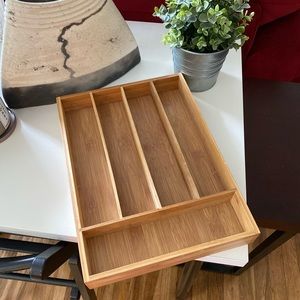 Bamboo Silverware Tray Organizer